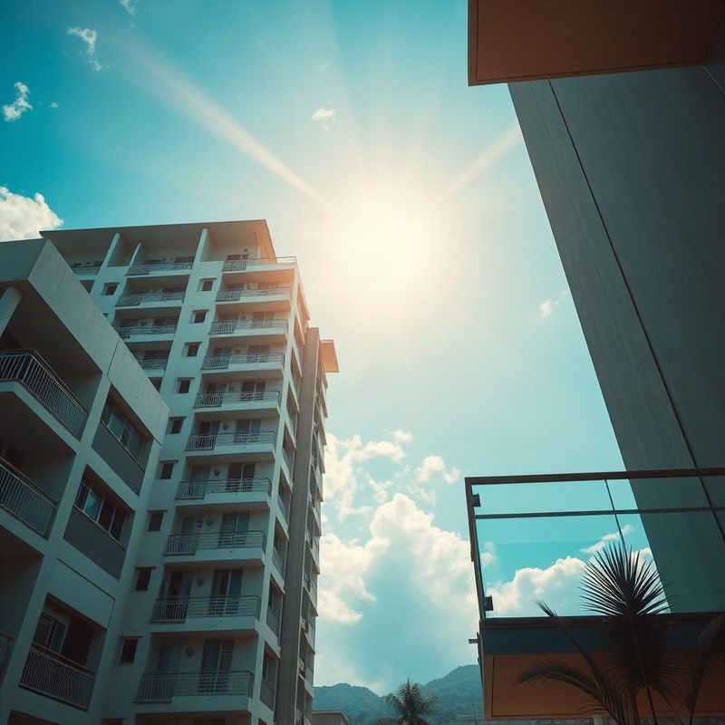 Varanda ensolarada de apartamento em Belo Horizonte sob céu azul